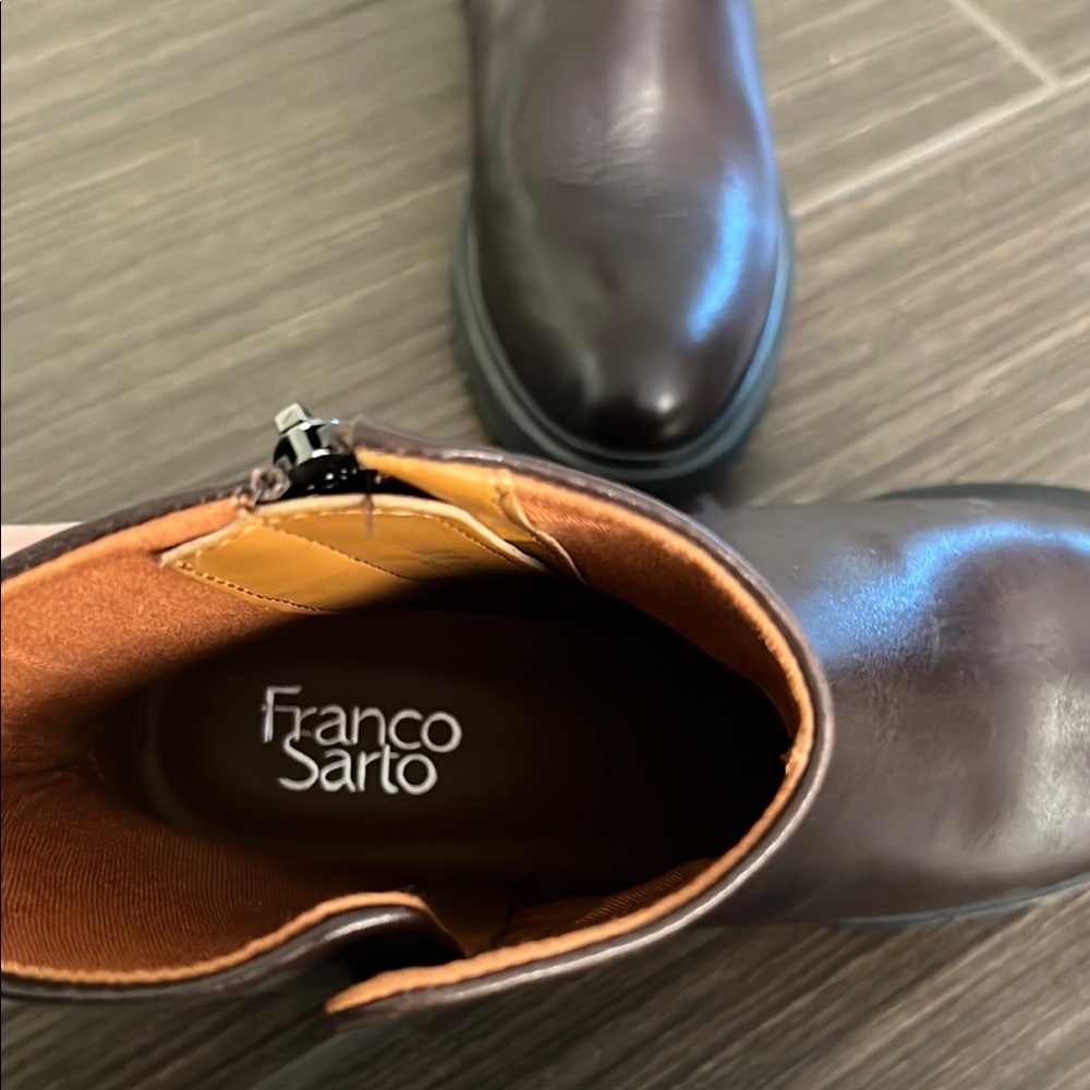 Franco Sarto Brown Leather Ankle Chelsea Boots, sz 8.5 - Picture 6 of 9